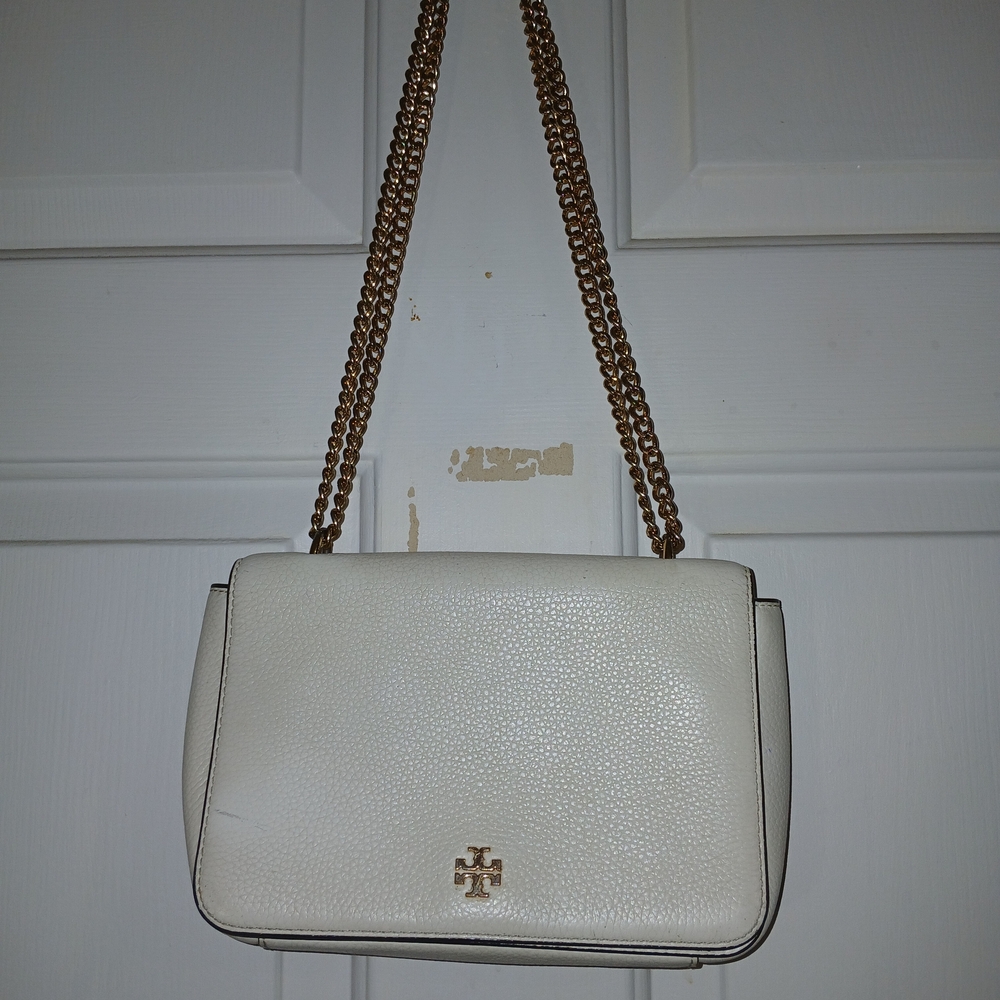 Tory Burch Small Cream Leather Chain Shoulder Bag